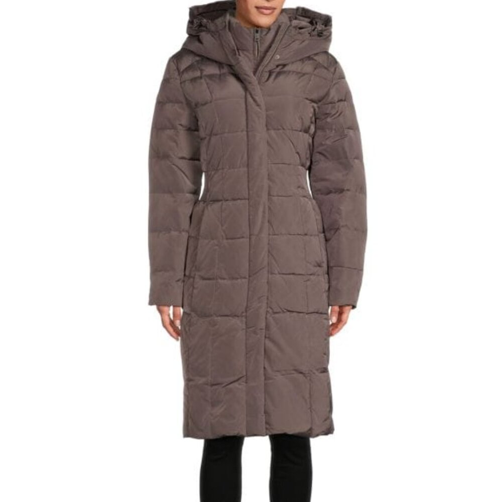 Cole Haan Winter Coat - LIKE NEW - Brown Hooded Down Maxi Puffer Size S